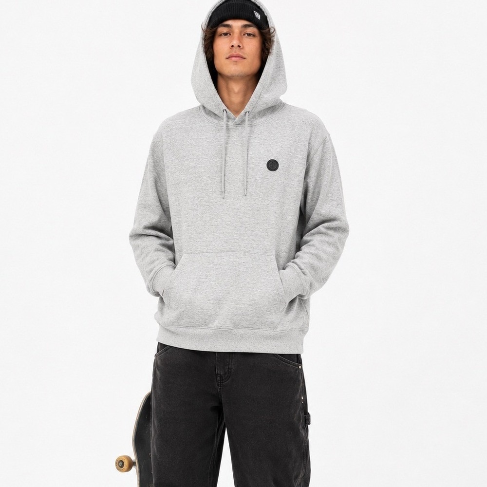 Volcom Heather Gray Pullover Hoodie Large Kangaroo Pocket Skate Streetwear